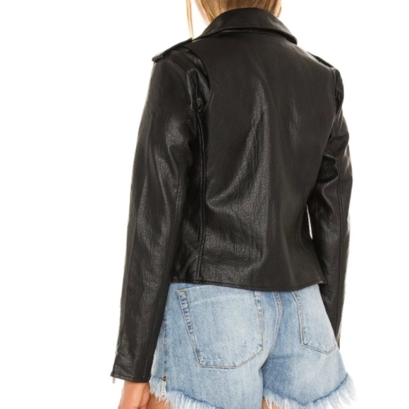 ANTHROPOLOGIE Faux Vegan Leather Moto Jacket Coat Flat Black • X-Smal… - Picture 3 of 3
